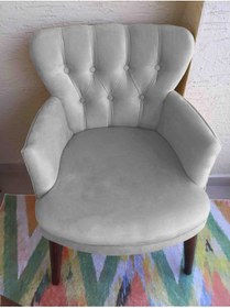 Resim Azra Aksesuar Berjer - Tekli Koltuk - Ahşap Ayak - Nubuk Kumaş - Ceviz Ayak - Açık Gümüş Gri 