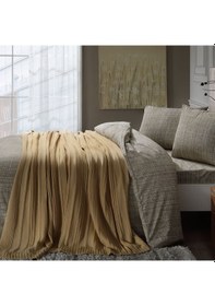 Resim Taç Tek Kişilik Triko Battaniyeli Nevresim Seti Hardal 000000001000043012 