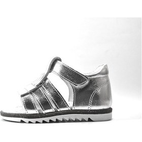 Resim Bayrak P.100 Hakiki Deri Gri Cırtlı Ortopedik Kız Bebek Sandalet Gri 