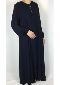 Resim Önü Fermuarlı Gizli Cepli Mevlana Model Ferace Lacivert 