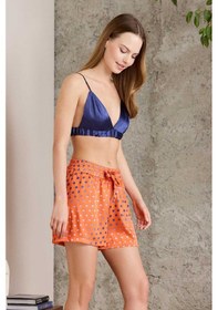 Resim Pierre Cardin 1225 Kadın Empirme Saten 3'lü Şort Takım-sunset Turuncu 