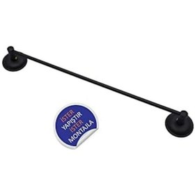 Resim Siyah Uzun Havluluk Havlu Askısı Banyo Askısı 40 Cm - Delmeye Son İster Yapıştır İster Montajla 