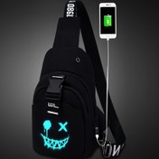 Resim Glow-in-the-Dark Oxford Erkekler Göğüs Çantası - Trendy Crossbody Sling, Çoklu Bölümler, Ayarlanabilir Askı ve Fermuar Kapatma ile Günlük Geziler, Her Gün Taşıma Çantası | Şık Omuz Çantası | Güvenli Fermuar Kapatma 