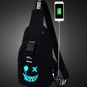 Resim Glow-in-the-Dark Oxford Erkekler Göğüs Çantası - Trendy Crossbody Sling, Çoklu Bölümler, Ayarlanabilir Askı ve Fermuar Kapatma ile Günlük Geziler, Her Gün Taşıma Çantası | Şık Omuz Çantası | Güvenli Fermuar Kapatma 