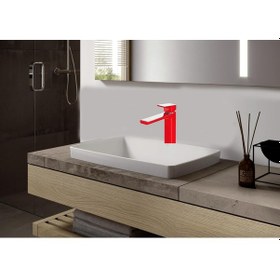 Resim Eca Tiera Yüksek Tip Lavabo Bataryası Kırmızı - Krom 103388002 