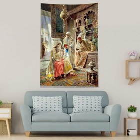 Resim Pelangi Multirenk Osmanlı Sultanları Leke Tutmaz Kadife Kumaş Duvar Örtüsü Duvar Halısı Tapestry WLL302, 35 x 50 