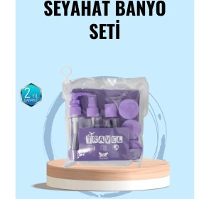 Resim Taşınabilir 5’li Seyahat Banyo Seti Şampuanlık Sprey Krem Kutusu 