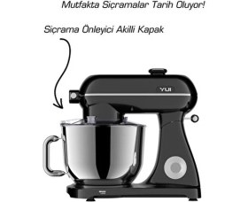 Resim Yui M122 Plus Easy Chef Dc Motor Stand Mikser Çift Başlıklı Hoparlör Özellikli Parlak Siyah 