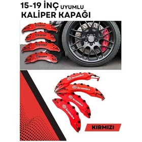 Resim Kırmızı Kaliper Kapağı Seti 4'lü Yağ Hortumlu Sportif Görünümlü Kapak Takımı 