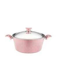 Resim 28 Cm Granit Derin Tencere Çelik Kapak - Pembe Pembe 