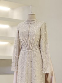Resim Couture Pureva Tesettür Abiye - Bej / 48 