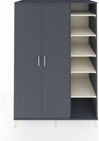 Resim Kronos Dolap 7 Raflı 2 Kapaklı Tek Askılı 132x59x195 Antrasit-antrasit/aytaşı Antrasıt/aytası 