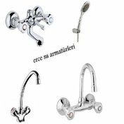 Resim Çevirmeli Banyo Lavabo Eviye Bataryası Duş Takımı 