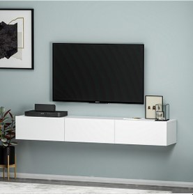 Resim Terra Duvara Monte Tv Sehpası Parlak Beyaz 