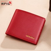 Resim 1 adet Kadın Kısa Cüzdanı, Minimalist Katlanabilir Gerçek Deri Kart Tutucu, Kompakt ve Hafif, Çoklu Kart Yuvaları, Kuru Bezle Temizlenebilir, Baş Gerçek Deri Malzeme, Astar Yok, Guangzhou'da Üretilmiştir 