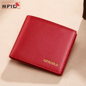 Resim 1 adet Kadın Kısa Cüzdanı, Minimalist Katlanabilir Gerçek Deri Kart Tutucu, Kompakt ve Hafif, Çoklu Kart Yuvaları, Kuru Bezle Temizlenebilir, Baş Gerçek Deri Malzeme, Astar Yok, Guangzhou'da Üretilmiştir 