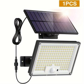 Resim 172LED Güneş Enerjili Sel Işığı Hareket Sensörü ile, 3 Aydınlatma Modu, Veranda, Patio, Garaj, Bahçe için Su Geçirmez Dış Duvar Lambası - Uzaktan Kumandalı, Yarı Gömme Montaj 