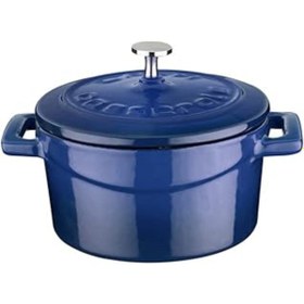 Resim Mu Art Ahşap Lava Metal Döküm Mini Tencere, Trendy, 10 Cm, 0.35 L Hacim, Mavi 