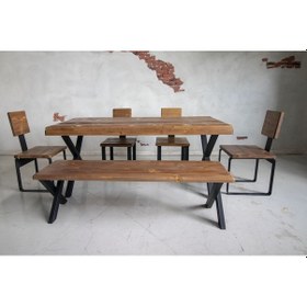 Resim Deryawood Deryawood Masif Ahşap Mutfak Masa Takımı 100-85+4 Sand+100 Bank 