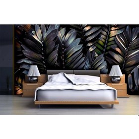 Resim Koyu Renk Tropikal Yapraklar Duvar Kağıdı (361157859) 