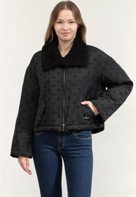 Resim Emporio Armani Tamamı Logolu Yün Karışımlı Klasik Yaka Fermuarlı Mont Bayan MONT EW001392 AF14362 UC001 