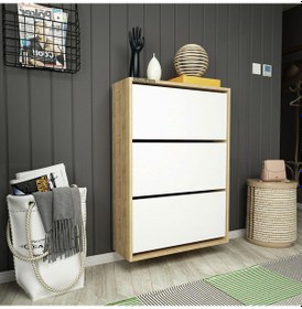 Resim Belen Ayakkabılık Meşe Beyaz - Meşe 