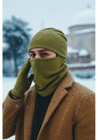 Resim Polar Bere Eldiven Boyunluk Ve Kar Maskesi Haki 