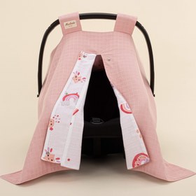 Resim Puset Örtüsü - Çift Taraflı - Pudra Muslin - Pembe Gökkuşağı 