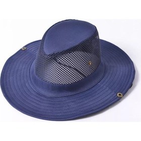 Resim Reva Snap Düğmeli Yürüyüş Ve Avcılık Panama Şapkası Fileli Unisex Lacivert 
