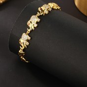 Resim Şık 18K Altın Kaplama Bakır Fil Bileklik ve Parıldayan Kübik Zirkonya - Ona Mükemmel Hediye, Partiler & Festivaller İçin İdeal 