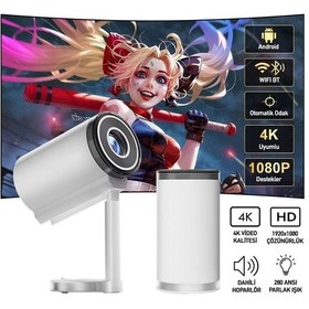 Resim Robeve Robeve Taşınabilir Ayarlanabilir Projeksiyon Cihazı 4k Görüntü Portatif 1080p Destekli Smart Projeksiyon 