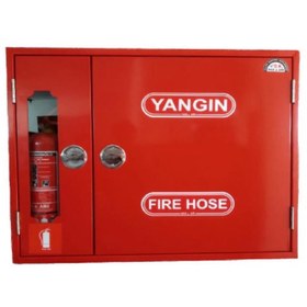Resim ELF MEKANİK EBAT YATAY TİP TÜP YANDA ÇİFT SAÇ KAPAK 1" 20 MT HORTUMLU SIVA ALTI 1" KÜRESEL VANALI YANGIN DOLABI 