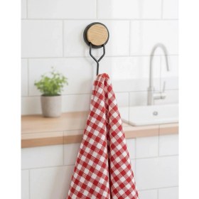 Resim Okyanus Home Ahşap Desenli Magic Fix Sihirli Yapışkan Siyah Tekli Askı 