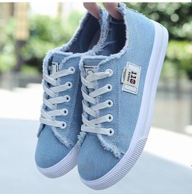Resim Mavi Moda Kanvas Ayakkabılar Kızlar Için Spor Ayakkabı Klasik Nefes Ayakkabı Kadın Kaymaz Denim Ayakkabı Mavi 