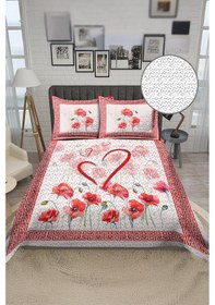 Resim Parlak Kadife Kumaş Kapitoneli Çift Kişilik Yatak Örtüsü Seti 3 Parça Cky0084 Renkli 