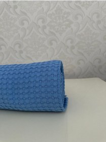 Resim Premium %100 Pamuk Çift Kişilik Yazlık Pike, Yatak Örtüsü,terletmez Kumaş Mavi Renk 240x200cm Mavi 