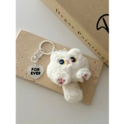 Resim Sevimli Peluş Uzun Kuyruklu Kedi Kawaii Karakter Anahtarlık ve Çanta Süsü 