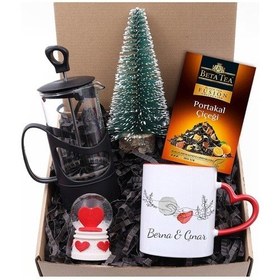 Resim Kişiye Özel Kalp Kulplu Kupa & Siyah French Press & Beta Tea Port 