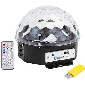 Resim Usb-bluetooth Destekli Kumandalı Hoparlörlü Yarım Dünya Küre Disko Topu 