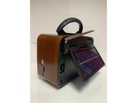 Resim Kahverengi Solar Panelli Çok Fonksiyonlu Nostajık Radyo, Usb, Bluetooth, Fm Özellikli 