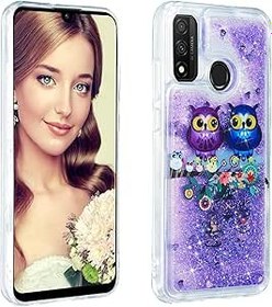 Resim COTDINFOR Huawei P Smart Z ile uyumlu kılıf, sıvı parıltılı kapaklı kılıf, parıltılı, yüzer, darbeye dayanıklı koruyucu kılıf, cep telefonu kılıfları, Huawei P Smart Z Case Blue-Violet CP Birds XYLS 
