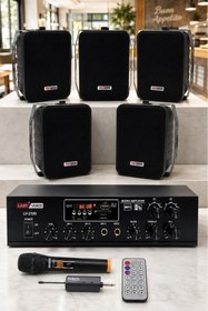 Resim Lastvoice Black Large Plus Paket-4 Hoparlör Ve Anfi Anons Ses Sistemi Seti 