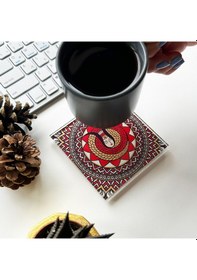 Resim Cam Bardak Altlığı Modern Şahmeran 4'lü Takım Beyaz 