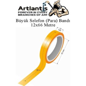 Resim Büyük Bant Kesme Makinesi Kırmızı Ve 3 Adet 12x66 Metre Bant Masa Üstü Bant Makinesi Bant Kesici 1 Adet 
