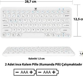 Resim Kablosuz Klavye Beyaz Çift Modlu 