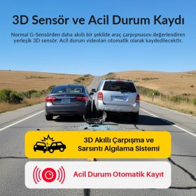 Resim Kawa D7 2 Kameralı Ön ve Arka 4K+1080P Hdr Wi-Fi 6 ve Gps'li Araç Kamerası + 64GB Hafıza Kartı 
