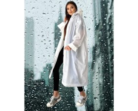 Resim Shopiolog Kadın Erkek Yağmurluk Kapüşonlu Çıtçıtlı Eva Siyah Yağmurluk 