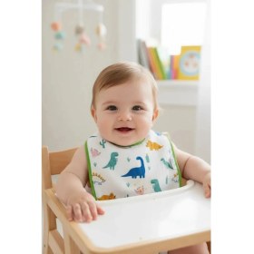 Resim Babyjem Dino Temalı Müslin Mama Önlüğü %100 Pamuk Malzeme ile Bebeğiniz İçin Eğlenceli 