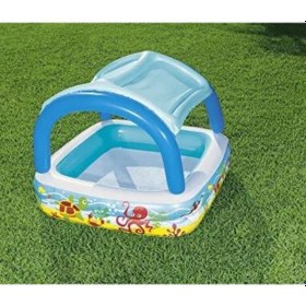 Resim Güneş Korumalı Gölgelikli Büyük Şişme Havuz Mavi 