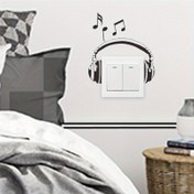 Resim Art Deco Müzik Kulaklığı Duvar Sticker - Polivinil Klorür Kendinden Yapışkanlı Işık Anahtarı Çıkartması Oturma Odası, Yatak Odası, Banyo Anahtar Plakası Dekorasyonu 